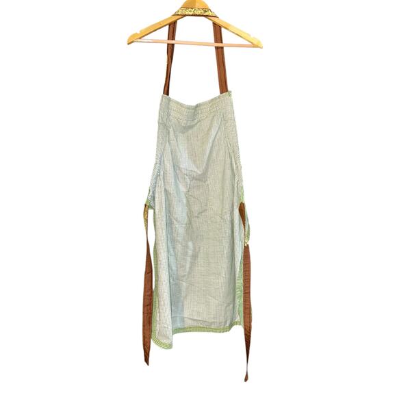 Handmade Bee Apron Adult Size Green Yellow Spring Summer Country Cottage Ruffle - Picture 8 of 8